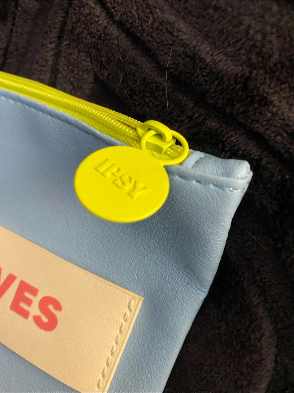ipsy Light Blue and Teal Cosmetic Pouch Set with Yellow Accents